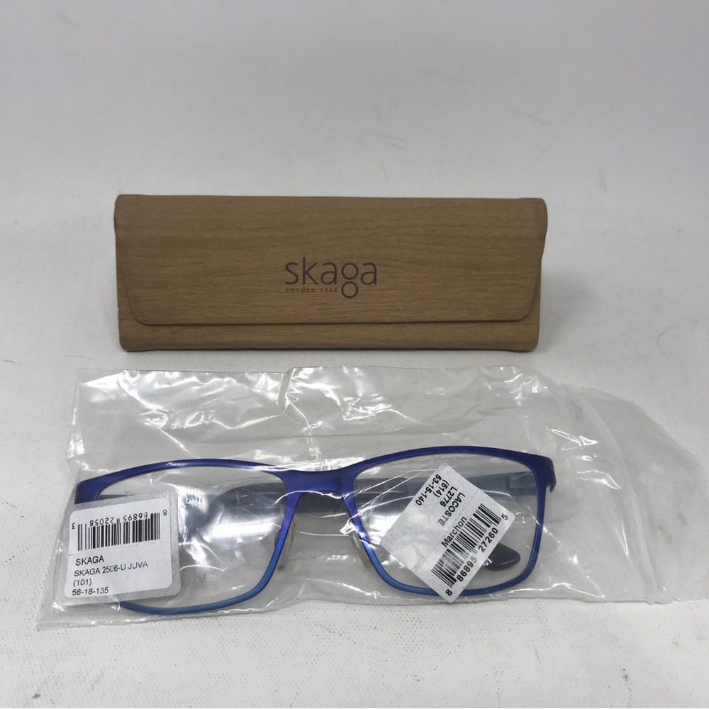 Skaga 2506-U JUVA Rectangle Titanium Glasses, Women's Adult Size - Blue w/Case